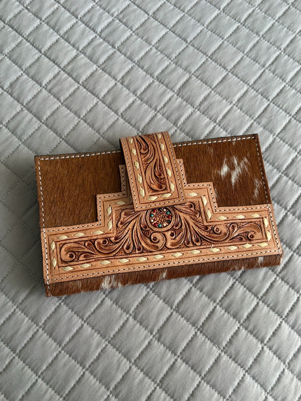 Kentucky Genuine Tooled Leather and Cowhide Wallet
